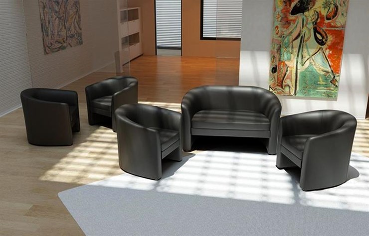 Двухместный офисный диван Крон, экокожа в Сыктывкаре - изображение 1